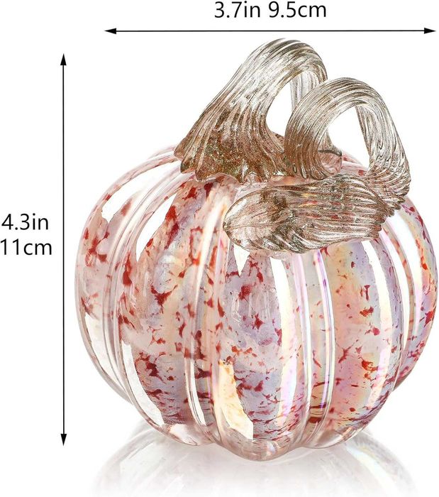 Dynia szklana RĘCZNIE ROBIONA Jesienna Dekoracja 11 cm - Soft Pink