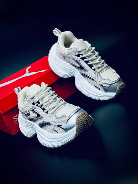 Акційна ціна жіночі кросівки Puma бежеві/високі Кроссовки пума высокие