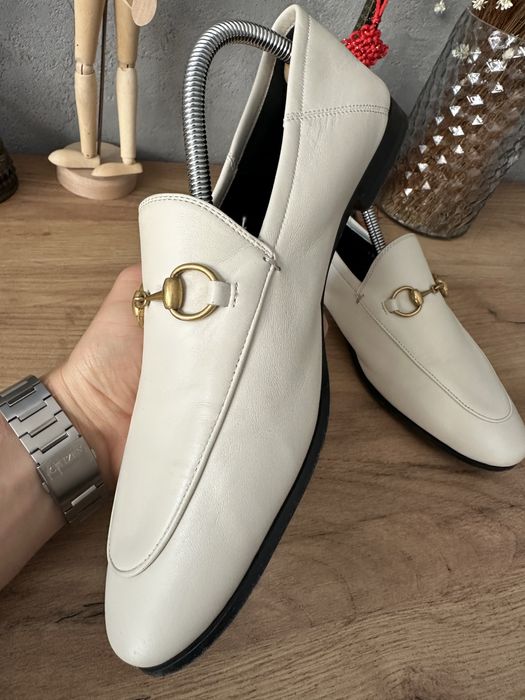 Gucci Horsebit Loafers Leather White / Black Białe Czarne 39,5