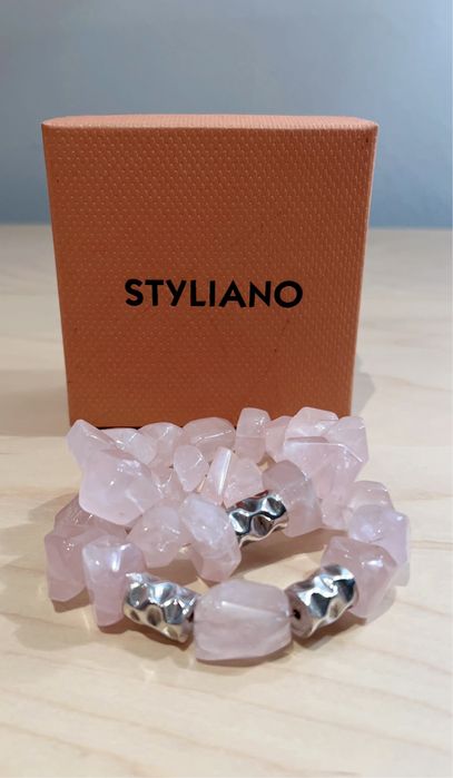 Pulseiras Styliano com prata em quartzo rosa