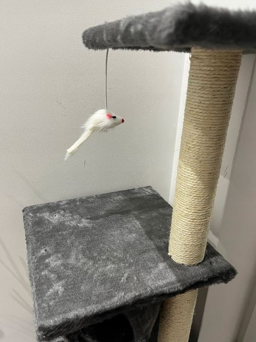 STYLOWY drapak dla kota miły materiał domek + zabawka