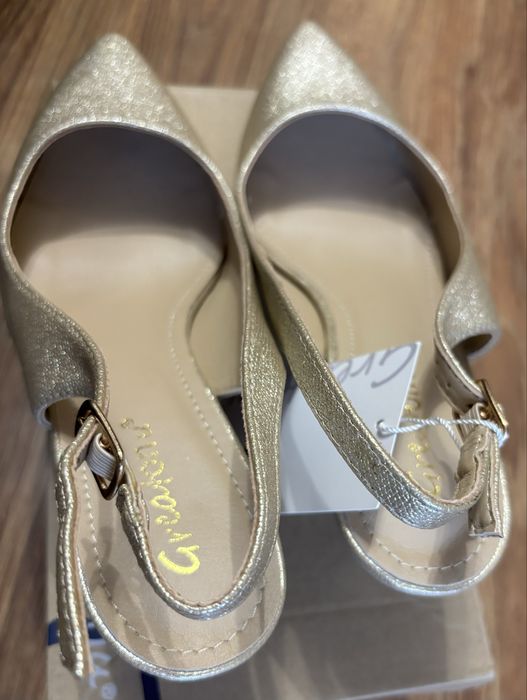 Czółenka damskie złote