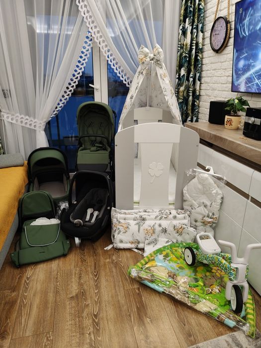 Zestaw dla maluszka wózek 3w1 + łóżeczka