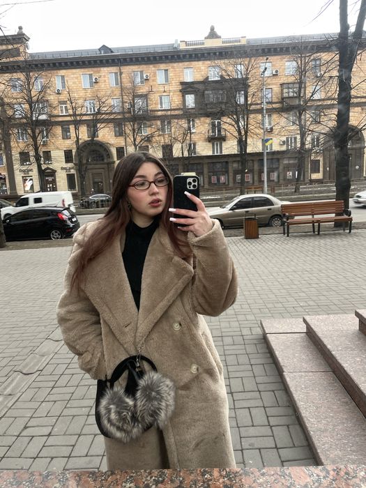 Шуба довга  темно рожева