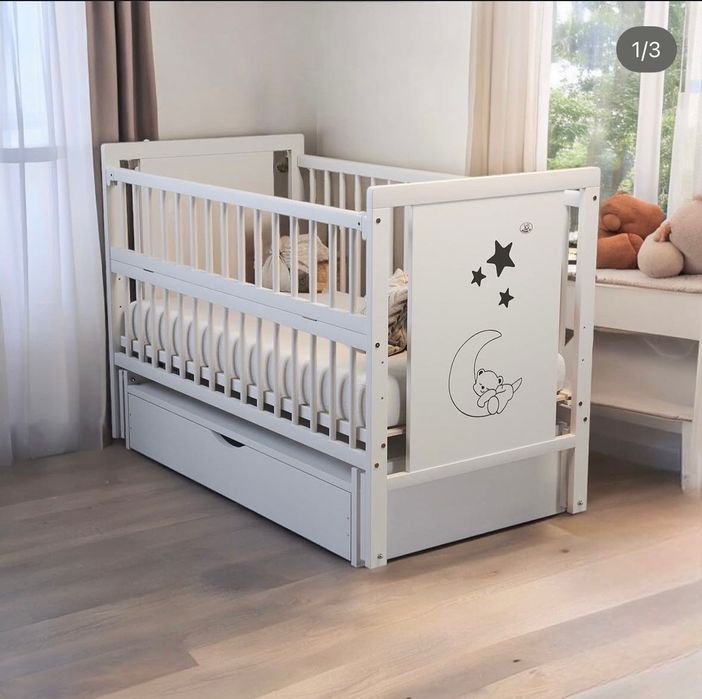 Дитяче ліжечко з натурального дерева бук - ведмедик