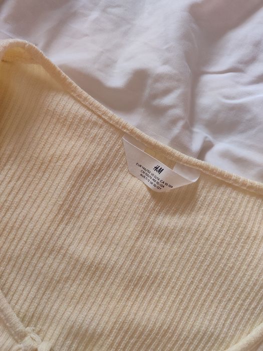 Кардиган H&M лимонний віскоза XS-S-M укорочений з зав'язками