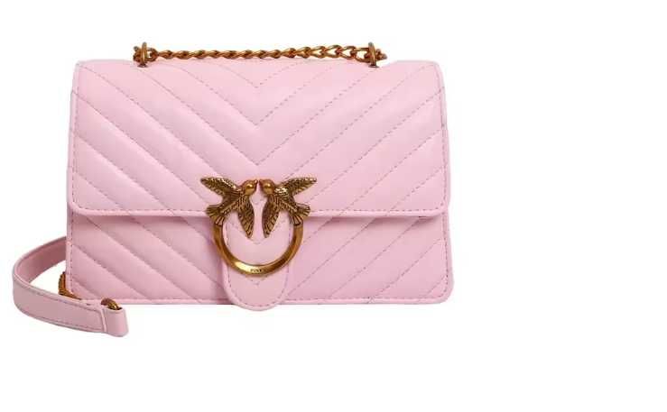 Rozowa pudrowa piekna torebka z ptaszkami pinko PU