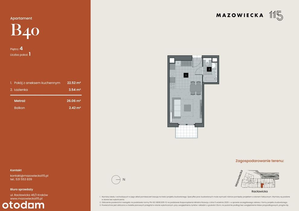 1-pokojowe mieszkanie 26m2 + balkon Bez Prowizji
