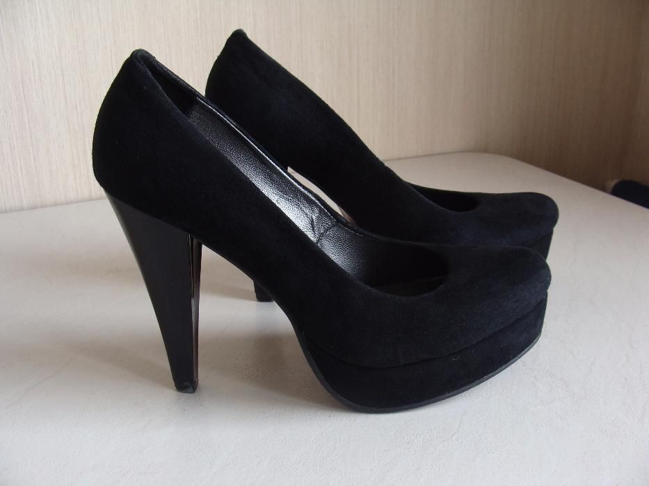 туфли замшевые черные на каблуке
