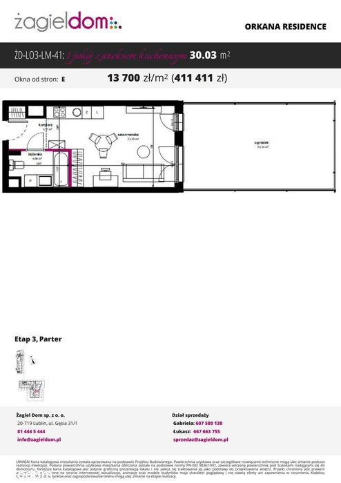 Orkana Residence 3 | mieszkanie 1-pok i ogródek