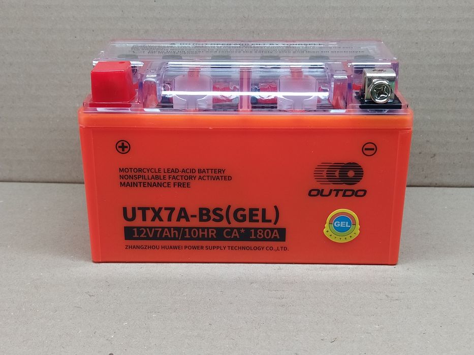 Аккумулятор мото АКБ GEL 12V 7A 150-87-94mm UTX7A-BS "OUTDO"