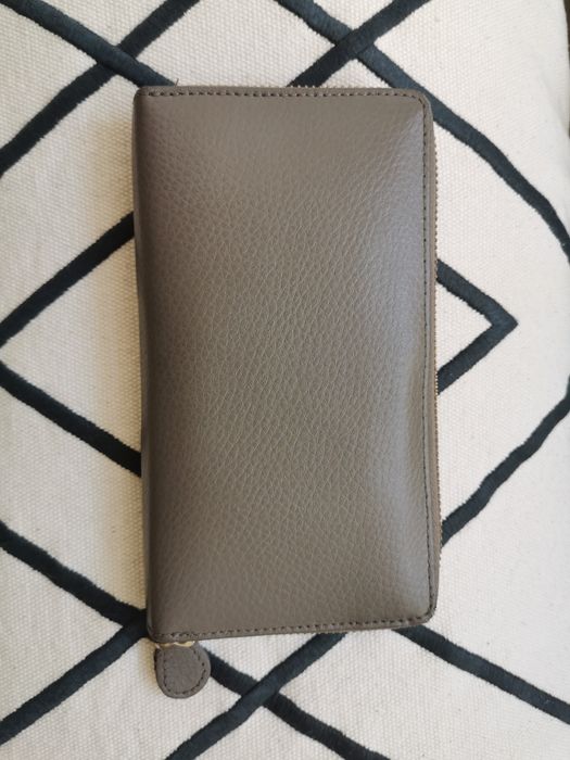 Skórzany portfel damski beżowy taupe