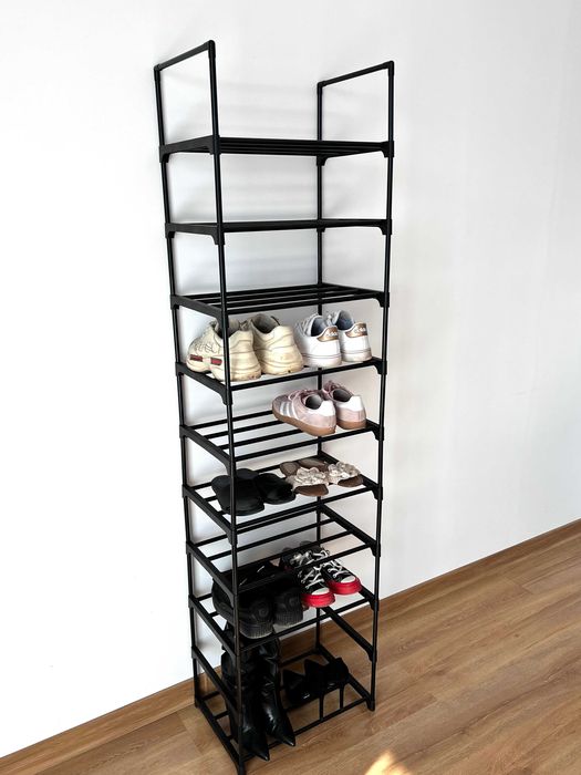 NOWY Pojemny regał na buty 10 półek – Szafka stabilna organizer metalowy