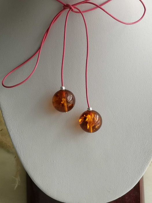 naszyjnik szalik z bursztynem