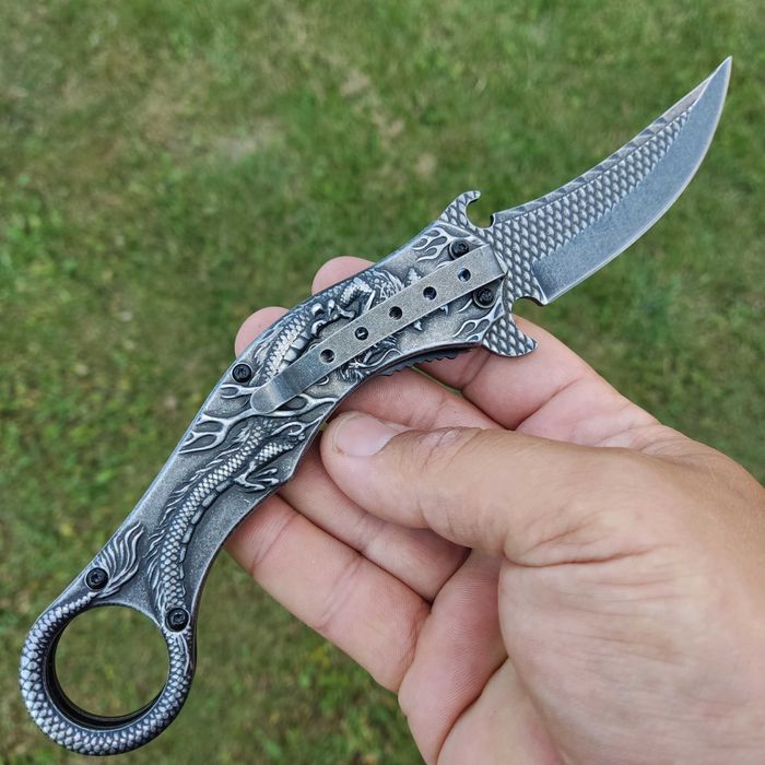 Nóż Taktyczny Karambit FULL METAL 3d Dragon KR7