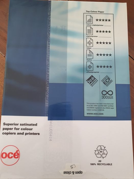 Pacote de papel satinado Océ Top Colour formato A3.