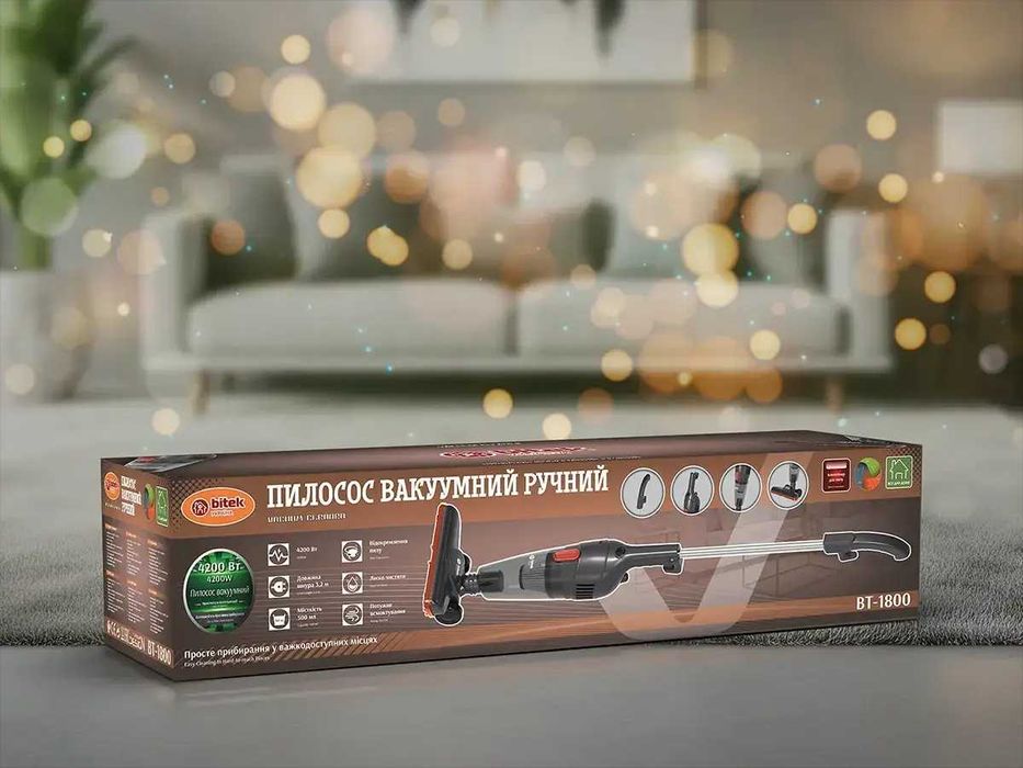 ЦІНА ВІД ВИРОБНИКА! Пилосос ручний контейнерний ВІТЕК 4200вт HEPA фільтр, тихий,потужний. Пилосос віник від мережі. Пылесос ручной контейнерный, веник