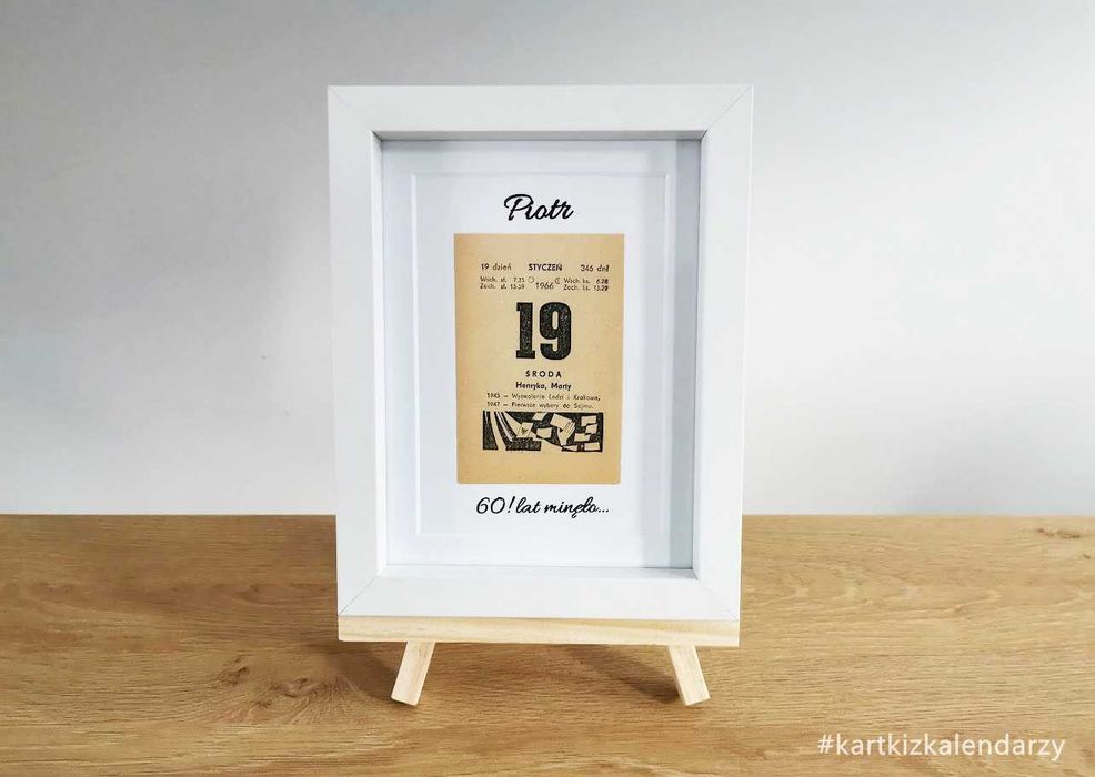 Kartka z kalendarza 1966 - oryginał z epoki - prezent na 60 urodziny