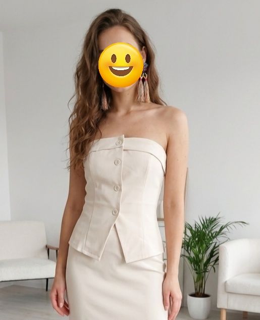 biały kremowy top bardzo dobry stan S