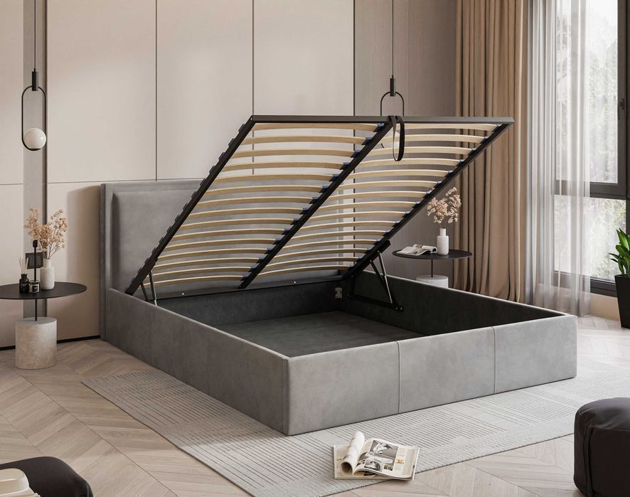 Łóżko tapicerowane STELVIO z pojemnikiem, stelażem 120/140/160/180x200