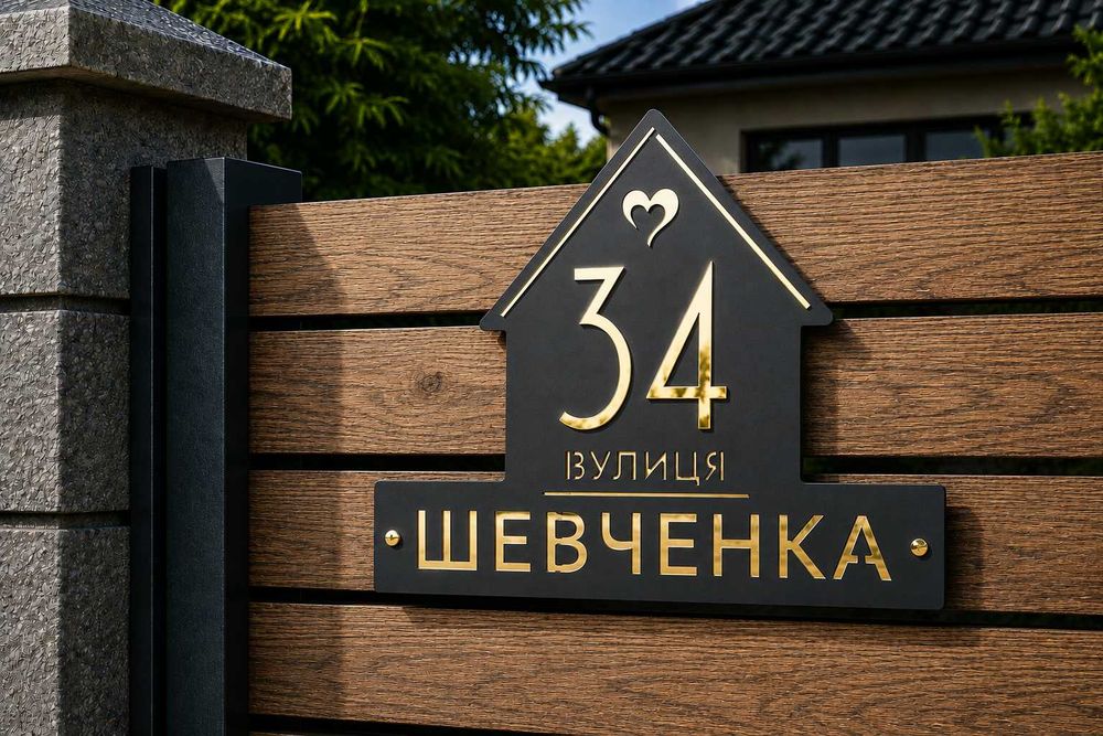 Адресна табличка "БУДИНОЧОК" для приватного будинку