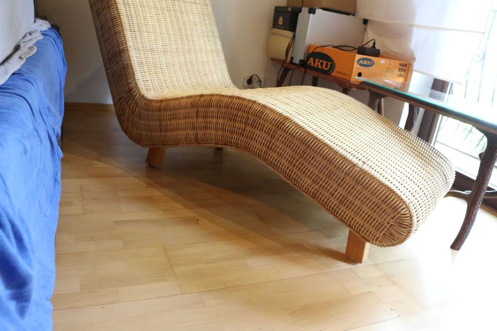 leżanka,szezlong, rattan,