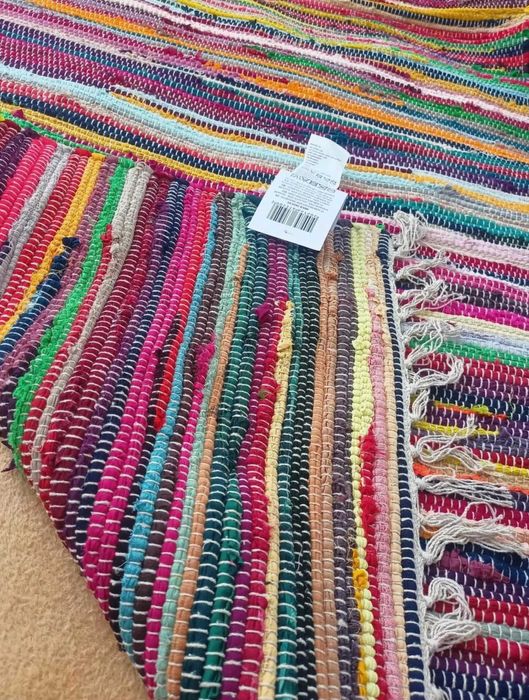 Dywan dywanik boho 150x80 cm duży ręcznie tkany bawełniany chodnik