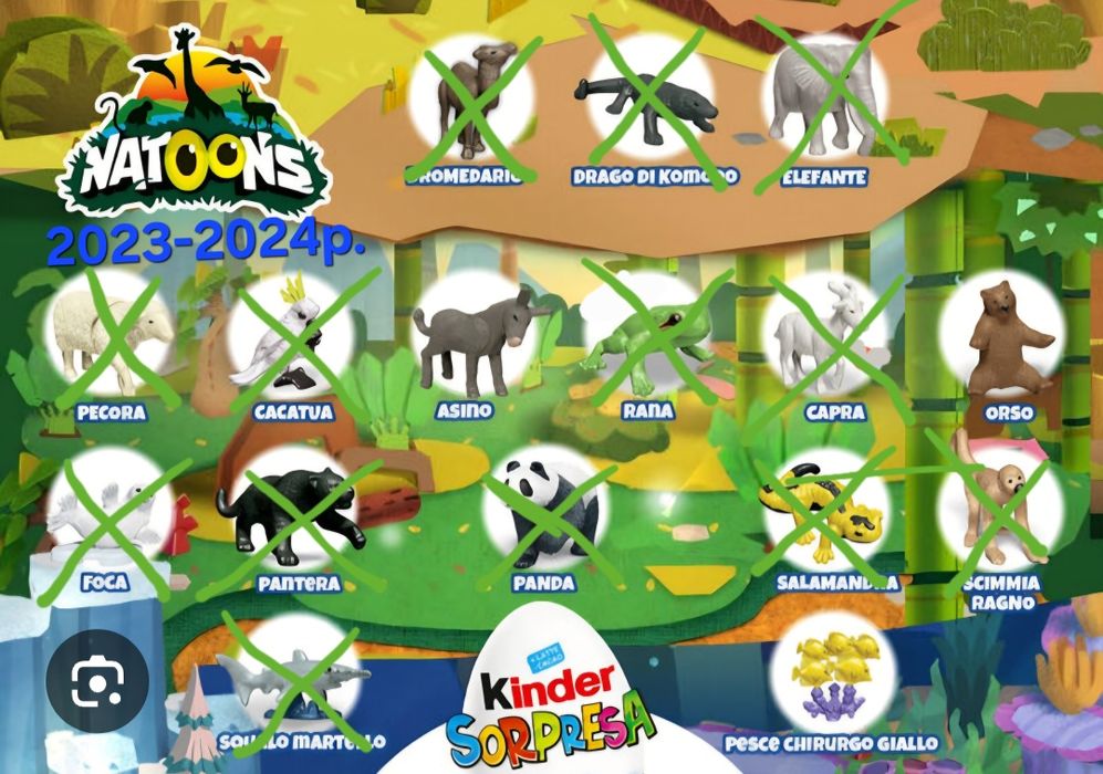 Фігурки kinder, вкладки до natoons  малята