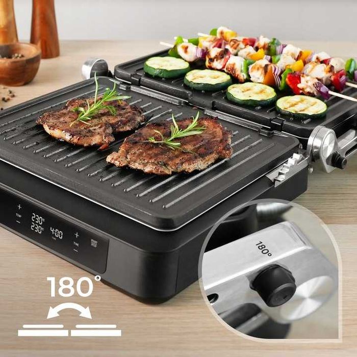 Grill elektryczny OPIEKACZ rozkładany 6 programów 2 termostaty TIMER