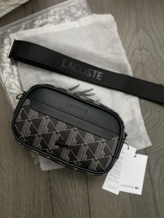 Сумка Lacoste Monogram / сумка чоловіча чорна / сумка Лакосте