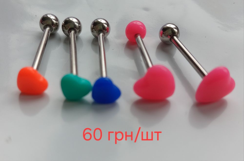 Пірсинг язика сережка штанга в язик в сосок акрил мед.сталь