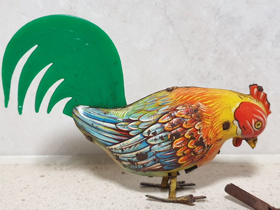 Antigo Galo - brinquedo mecânico em chapa Köhler Germany