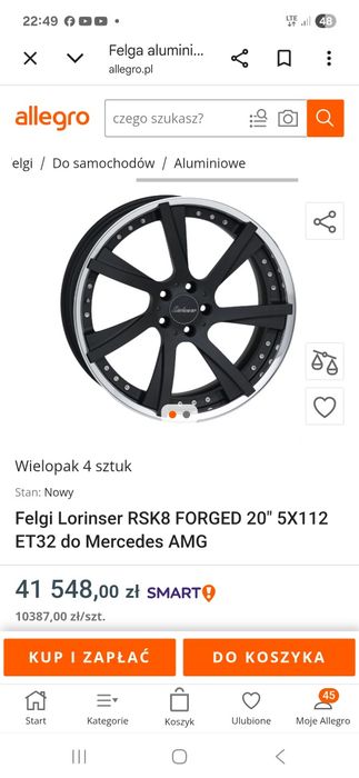 Lorinser RSK8 9x20 + 10x20 WORK 5x112 Mercedes SL SLS AMG Carlsson kute skręcane