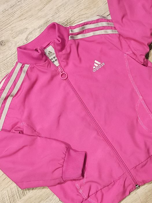 Adidas kurtka wiatrówka 104 róż Srebrna oryginał sportowa