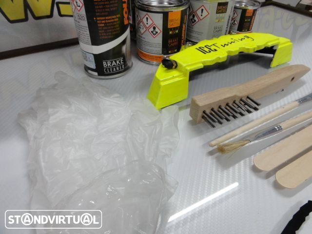 Tinta alta temperatura Foliatec de cor Amarelo Neon Brilhante para bombas / pinças travão, kit 3 c