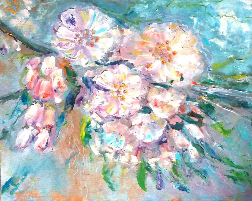 картина цветы картина маслом картина пионы картина подснежники