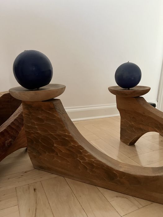 Świecznik drewniany duży zestaw oryginalny