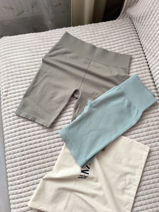 Велосипедки в рубчик оливкові, мятні в рубчик для спорту S/M