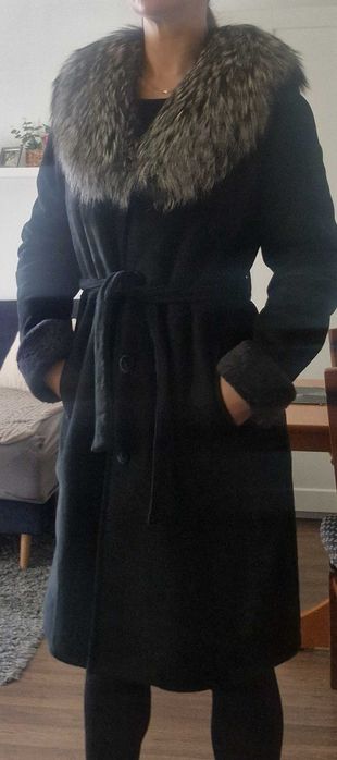 Damski zimowy płaszcz z owczej skóry, futro- lis
