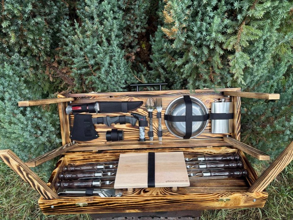 Шампура в кейсе столике на подарок мужу начальнику на день рождения