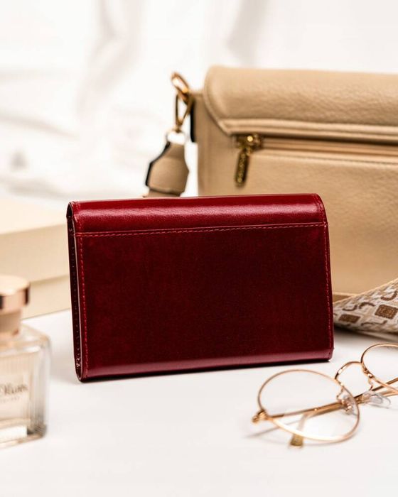 średni, wygodny portfel damski ze skóry naturalnej - rovicky