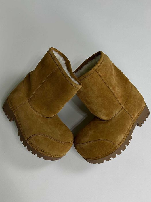 BALENCIAGA ALASKA High Fur Boots ботинки чоботи коричневі сапожки 43