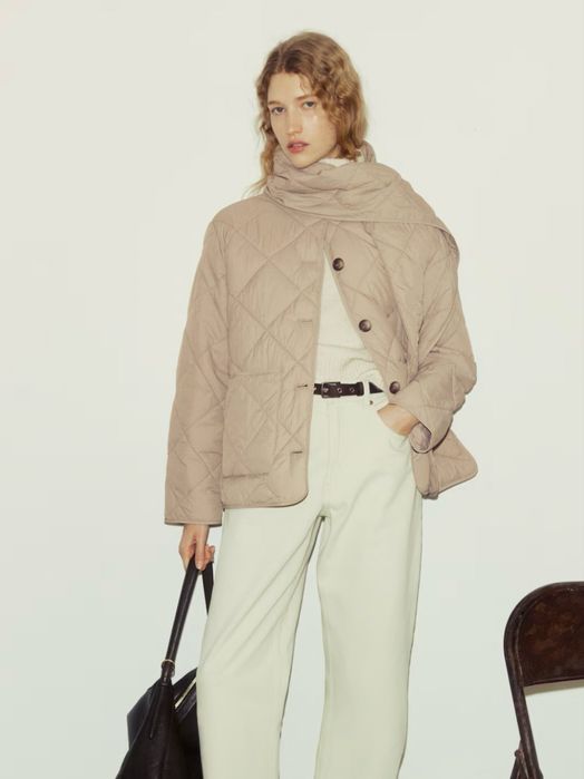 Злегка утеплене бежева куртка з шарфом H&M