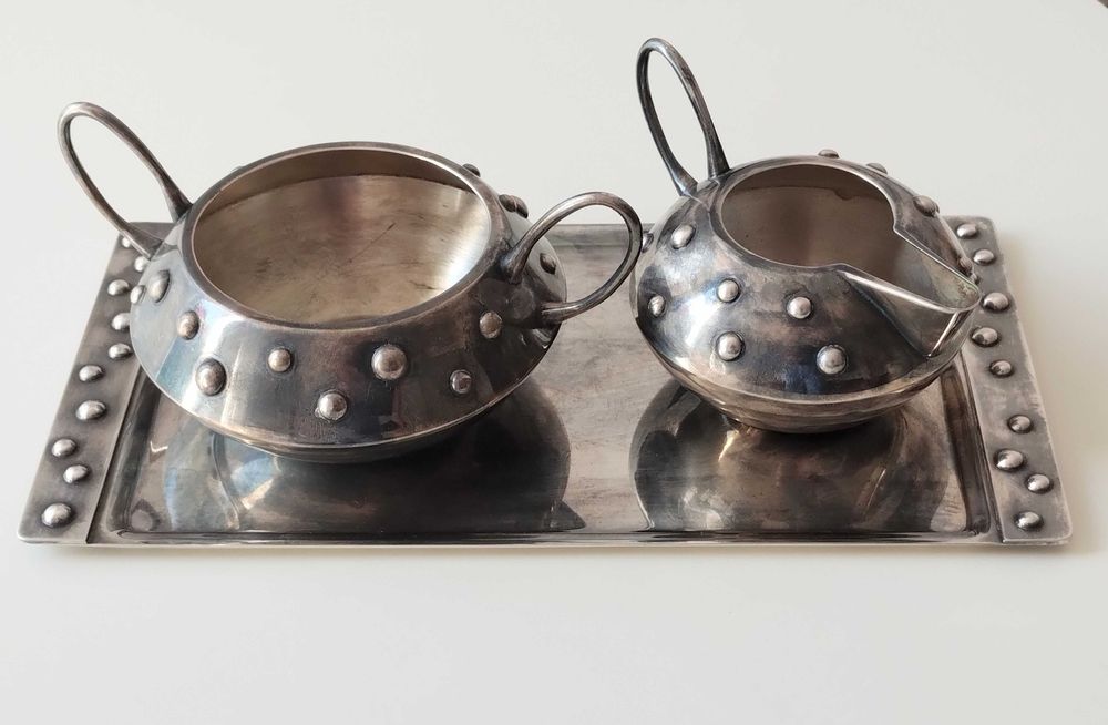 Komplet  srebrny. Rytosztuka. Asteroid. 655 gr. Lata 60 te.