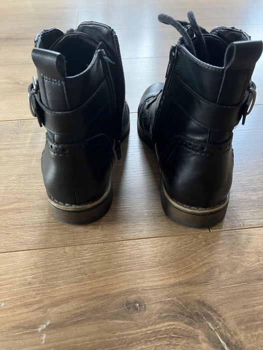 Czarne botki, skórzane