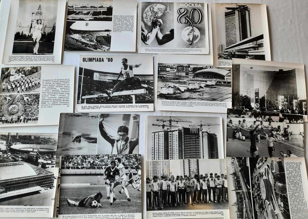 Olimpiada Moskwa 1980 Zestaw zdjęć CAF Propaganda PRL Vintage 22 szt.