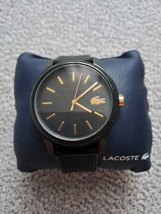 Zegarek Lacoste czarny unisex + złote akcenty (Oryginalne pudełko)