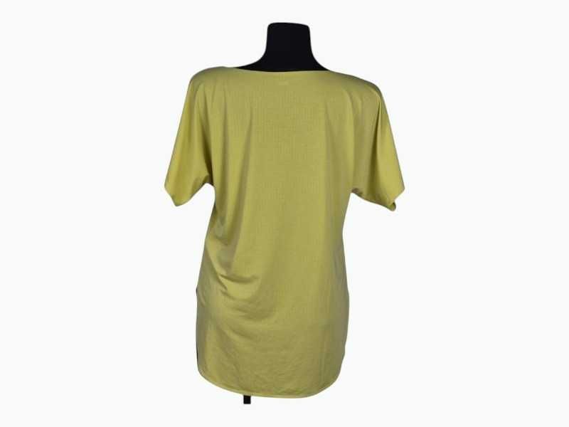 Koszulka Uniqlo XS S Limonkowa Prążek Lyocell Oversize Asymetryczna T-shirt