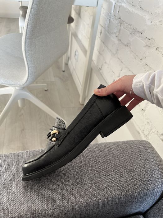 Czarne skórzane mokasyny loafersy Ryłko 35