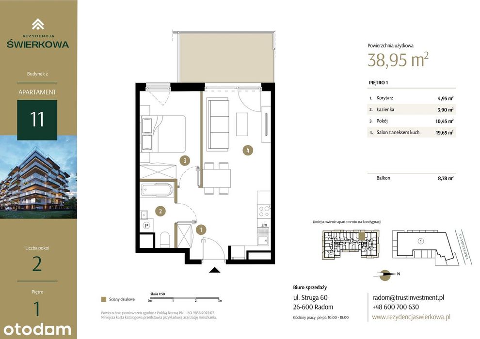 2-pokojowe mieszkanie 38 m² + balkon - Widok 2